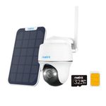 Reolink 4G LTE Cellular Outdoor Security Camera + 32GB SD Card, No WiFi Security Camera Outdoor Wireless Go PT Plus+Solar Panel, 3K HD Color Night Vision, Person/Vehicle/Animal Detection, 2-Way Audio