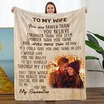 TURMTF Custom Blanket with Photo Name, Gifts for Wife, Wedding Anniversary Romantic Gifts for Wife, Wife Gifts from Husband, Christmas Valentines Birthday Gifts for Her, Wife Blanket 55"x70"