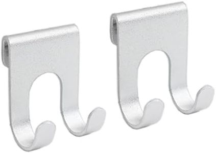 Double Hooks for Glass Shower Door,ULIFESTAR Space Aluminum Towel Hooks,Heavy Duty Rack Hook,Over Door Hooks,Bathroom Frameless Drilling-Free Hanger for Bathing Suits Robe Towel Squeegee Loofah Shaver