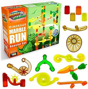 Marble Genius Marble Run Booster Set - 30 Pieces Total (10 Action Pieces Included), Construction Building Blocks Toys for Ages 3 and Above, with Instruction App Access, Add-On Set, Dinosaur