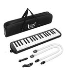 Flexzion Melodica 37 Key (Black) Piano Melodica Instrument Keyboard Harmonica Wind Musical Instrument with Portable Carrying Bag, 2 Long Tube and 2 Trumpet Mouthpiece Kit for Beginners Fun Music Gift