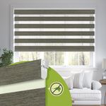 MoDanCeQ No Drill No Tools Cordless Dual Layer Zebra Blinds for Windows, Blackout Zebra Shade for Indoor Windows,Easy to Install UV Protection Blinds, Dark Brown, Custom Size