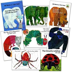 Kaplan Early Learning Eric Carle Board Book Collection - Set of 8 Classic Stories for Interactive and Classroom Reading