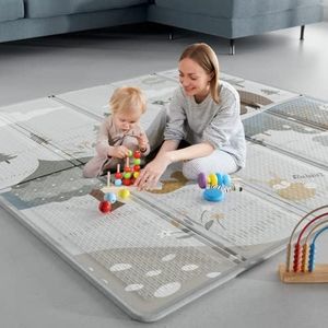 Baby Play Mat, 59"x59" Foldable & Reversable Large Baby Mat, 0.4" Thick Waterproof Foam Play Mat, Non-Toxic Foam Play Mat for Babies and Toddlers