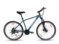 Omobikes Alloy Hybrid S21 | Alloy Frame Hybrid Cycle | 21 Speed Shimano Gears | Dual Disc Brakes | 700C 29T |15+ Years Unisex Adult (Blue 19" Frame, Zoom Lockout Suspension 80mm)