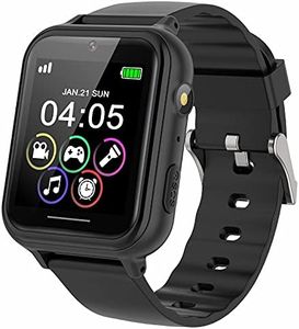 PTHTECHUS Kids Smartwatch Phone - Smartwatch Kids Watch Phone Call SOS Pedometer Video Recorder MP3 Music 7 Games Alarm Clock, Gifts for Girls 4-10 Years, Black