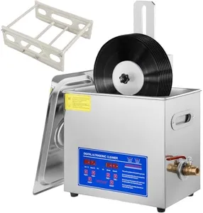VEVOR 6L Ultrasonic Vinyl Cleaner, 7-12 Inch 8 Records Ultrasonic Vinyl Cleaning Machine 180W Ultrasonic Records Cleaner with Drying Rack for Home Store