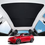 BASENOR 2024 Upgraded Tesla Model Y Glass Roof Sunshade with Storage Bag Sunroof Blocking Heat Cover Top Window Sun Protection for Model Y Interior Accessories 2020-2024 Black (No Sag)