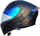 Bluetooth Integrated Modular Flip Up Full Face Motorcycle Helmet Full Face Flip Up Dual Visors Modular Helmets,ECE Approved Helmet,Men and Women Motorbike Helmets A2, XXL = (63-64) CM