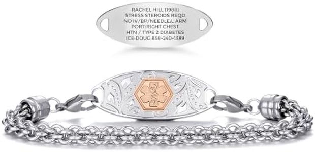 Divoti Custom Medical Alert Bracelet for Women – Elegant Handwoven Interchangeable Chain with Upgraded Swivel Clasps – 6-Line Personalizable ID (5.5-8.5") | PVD Rose Gold