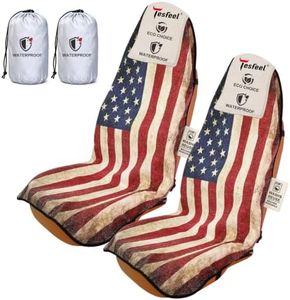 Universal Car Seat Cover Towel, Waterproof Washable Sweat Protection for Front Bucket Seats, Fit, Fits Cars SUVs Trucks, Ideal for Gym, Kids, Pets, Outdoor Sports, Travel (American flag, 2 Pack)
