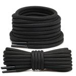 Stepace [2 Pairs] Round Boot Shoelaces 3/16" Heavy Duty Shoe Laces for Sneakers Running Athletic Shoes-Black-80