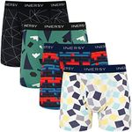 INNERSY Men's Mesh Cooling Boxer Shorts Breathable Sports Underwear W/Fly 4-Pack (Interstellar,Large)