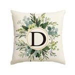 Artoid Mode English Alphabet D Eucalyptus Leaves Spring Cushion Cover, 45x45 cm Summer Decorative Pillow Case Cover Sofa Living Room Outdoor Decor