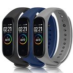 Meliya Bands for Xiaomi Mi Band 4/Mi Band 3 Straps for Women Men, 3-PACK Soft Silicone Replacement Wristbands for Xiaomi Mi Band 4/3 Fitness Tracker(Black+Navy Blue+Grey）