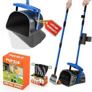 Pupzle Dog Pooper Scooper with Bag Attachment, 40" Long Handle Pooper Scooper for Large Dogs, Dog Poop Scoop for Yard, Large Capacity Swivel Bin and Rake with 25 Refill Bags for Dogs