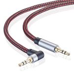 3.5mm Audio Cable 1m，3.5mm 90 Degree Right Angle Auxiliary Audio Cables, Compatible with iPhone, Smartphones, Home/Car Stereos & More (1m)