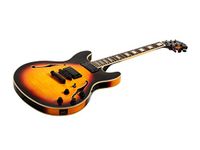 Monoprice Electric Guitar - Sunburst with Gig Bag, Flamed Maple, Hollowbody - Indio Boardwalk