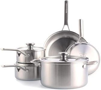 Merten & Storck Tri-Ply Stainless Steel 8 Piece Cookware Pots & Pans Set,Professional,Multi Clad,Measurement Markings,Drip-Free Pouring Edges,Durable Glass Lids,Induction,Oven Safe up to 220°C,Silver