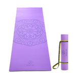 WiseLife Printed 6MM Yoga Mat + Yoga Strap For Men, Women, Kids | Anti-Slip Extra thick, long & Wide Exercise Sports Mat for Workout, Fitness, Yoga, Gym, Home & Pilates (Purple-Lush Lilac)