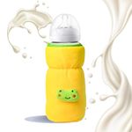 THE LITTLE LOOKERS Bottle Cover for Philips Avent/Wide Neck Feeders Soft Plush Stretchable Baby Feeding Bottle Cover with Easy to Hold Strap (Yellow, Wide Neck 240-330ml/8-11OZ)