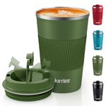 Travel Mugs,KETIEE 380ml Insulated Coffee Cup with Leakproof Lid,Reusable Coffee Cups Travel Cup,Coffee Travel Mug,Double Walled Coffee Mug,Stainless Steel thermaol Mug for Hot Cold Drinks,Olive Drab