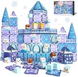 GobiDex Magnetic Blocks Frozen Toys 2-in-1 Set, MagCombo Princess Frozen Castle Magnet Tiles Building Blocks, Build with MagWonder STEM Learning Toys, 3+ Year Old Boys Girls Christmas Birthday Gifts