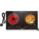 Cooksir Portable Ceramic Hob, Plug in Ceramic Hob 60cm, Electric Hob 2 Ring with Plug, Ceramic Hob Built-in Cooktop, Safety Lock, Timer, Sensor Touch Control, 220-240V