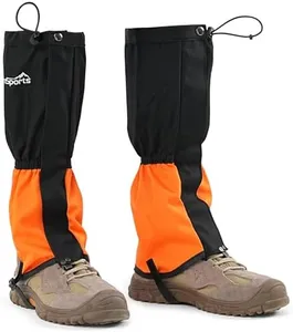 Waterproof Adjustable Leg Gaiters for Men and Women Gators for Hiking Boots in Snow Hunting Sand and Mud Mountain Climbing or Snowshoeing (Orange M)