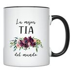 YouNique Designs Tia Mug in Spanish, 11 Oz, Regalo Para Tia, La Mejor Tia, Best Aunt Ever, Aunt Coffee Mug from Niece And Nephew, Aunt Pregnancy Announcement, Auntie Mug (Black Handle)