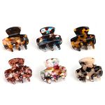 olyee Hair Claw Clips Tortoise Shell Style, 6 Pieces Small Size Hair Claws Hair Jaw Clip Claw Clamp Acrylic Clip Grip for Women Girls Fine