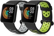 kwmobile Straps Compatible with Xiaomi Mi Watch Lite/Redmi Watch Straps - 2x Replacement Silicone Watch Bands - Black/Green/Black/Grey