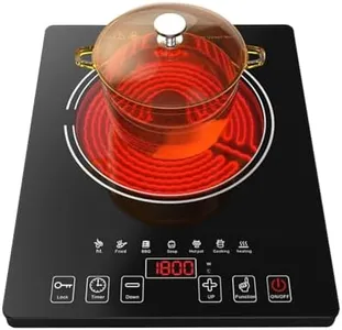 Electric Cooktop, Portable Electric Cooktop 1800W Single Burner Stove with LED Touch Screen, 8 Power & 8 Temperature Levels, Timer, 110V-120V Hot Plate for Home Camping
