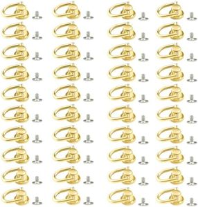 40 Pcs D Ring Stud Screw,Rotatable Ball Post Head Buttons with D Ring Metal D Rings for Purse Animal Phone DIY Wallet Strap Shoe Leather Jacket Decoration (Gold)
