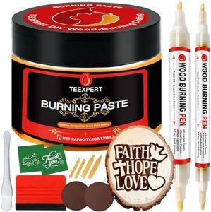 Teexpert Wood Burning Gel Pen Kit,4 OZ Wood Burning Paste,2 Scorch Pens Double-Sided, 4 Tips, Squeegee, Sandpaper for DIY Heat Sensitive Wood Burning Marker for Wood Crafts Suitable Artists Beginners