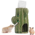 Kelivi Hamster Water Bottle for Glass Tank , 2-In-1 Adjustable Hamster Water Bottle 80ML Gerbil Water Bottle with Stand, No Drip Chew Proof Ceramic Water Bottle Holder for Dwarf Hamster Mice Rat