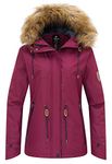 Wantdo Women's Waterproof Ski Jacket Outdoor Windproof Sports Coat Warm Winter Fleece Coats Mountain Snowboarding Jackets Wine Red S