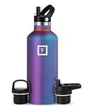 IRON °FLASK Sports Water Bottle - 32 Oz, 3 Lids (Straw Lid), Leak Proof, Vacuum Insulated Stainless Steel, Hot Cold, Double Walled, Thermo Mug, Standard Metal Canteen