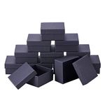 NBEADS 12 Pcs Cardboard Box Jewelry Set Box Black Box Ring Box for Ring, Necklace Storage and Display, 7x7x3.5cm