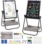 WEYOUNG Art Easel for Kids, Height Adjustable Kids Easel 24x18 inch Double-Sided Painting Easel with Magnetic Chalkboard & White Board, Gifts for Kids