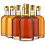 Danmu Art 12 x 375ml Glass Bottles with Cork Stopper Lids for Gin Liqueur Spirits Glass Container - Transparent Thick Glass,Gold Lids (12)