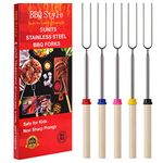 Marshmallow Roasting Sticks, Telescoping Smores Sticks for Open Fire Pit, 32 Inch Long Marshmallow Toasting Barbecue Forks BBQ Smores Skewers for Campfire Camping Hotdog Hot Dog Bonfire Grill, 5 Pack