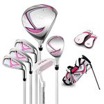 PGM Junior Golf Club Complete Set Includes Driver, Hybrid, 7, 9, Wedge Irons, Putter, Stand Bag Right Handed for Children Kids, 6 Pieces Youth Golf Clubs with 2 Headcovers for Boys & Girls (Aged 3-5)