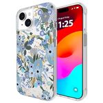 Rifle Paper Co. iPhone 15 Case [Compatible with MagSafe] [12ft Drop Protection] Cute iPhone Case 6.1" with Floral Pattern, Anti-Scratch Technology, Shockproof Material, Slim Fit - Garden Party Blue