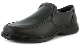 Comfisole Robin Mens Smart Shoes (Size 11 UK) - Slip-On Smart Wide Fit Black School Shoe & Work Shoe. Comfortable Casual Lightweight Wide Fit Shoes for Men UK.