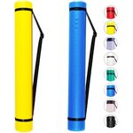 2-Pack Extendable Poster Tubes Expand from 24.5” to 40” with Shoulder Strap | Carry Documents, Blueprints, Drawings and Art | Blue and Yellow Portable Durable Round Storage Cases with Lids and Labels