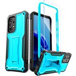 ExoGuard Shockproof Case Compatible with Samsung A53 5G 6.5", Full Body Protective Case with Screen Protector and Kickstand, Hard PC Back Sturdy Edge and Reinforced Corner, Blue