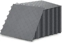 Garage Floor Tiles, 48 Pack 12" x 12" Interlocking Flooring Tile, Non-Slip Diamond Plate Floor Covering for Garages, Warehouse, Basements, Gyms Grey