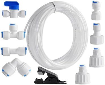 10PCS 1/4" inch Quick Connect Water Purifiers Tube Fittings Set, Straight Connector for Water Pipe (Ball Valve+L Type+T Type+15M Hose)