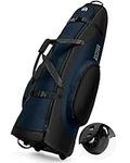 OutdoorMaster Padded Golf Travel Bag with Reinforced Wheels, 900D Heavy Duty Oxford Wear-Resistant and Waterproof Golf Travel Case, Soft-Sided Golf Club Bag, Shoes and Accessories Compartment (Blue)